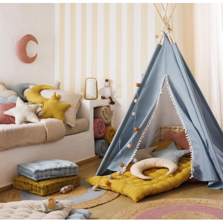 Cojín De Suelo Cuadrado Oya Verde Azulado