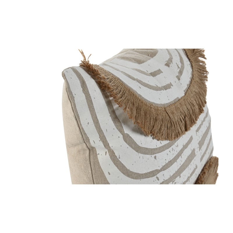 Cojín Yute Beige con Flecos 45x45Cm