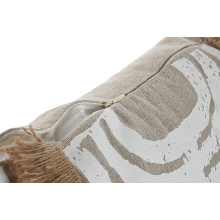 Cojín Yute Beige con Flecos 45x45Cm