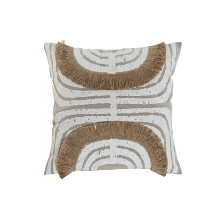 Cojín Yute Beige con Flecos 45x45Cm