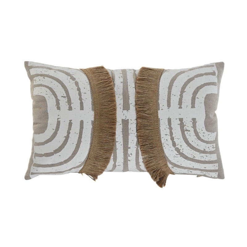 Cojín Yute Beige con Flecos 50x30Cm
