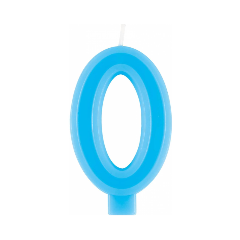 Vela Número 0 Azul Pastel De Fiesta y Cumpleaños