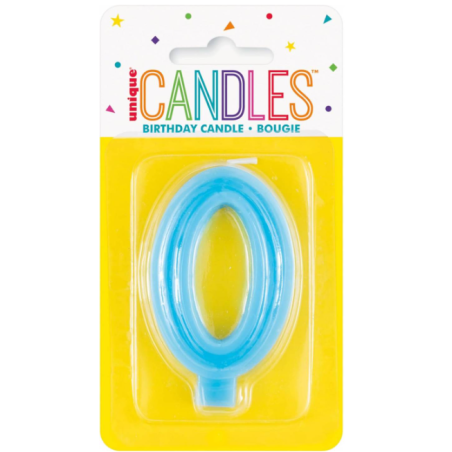 Vela Número 0 Azul Pastel