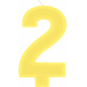 Vela Número 2 Amarilla De Fiesta y Cumpleaños