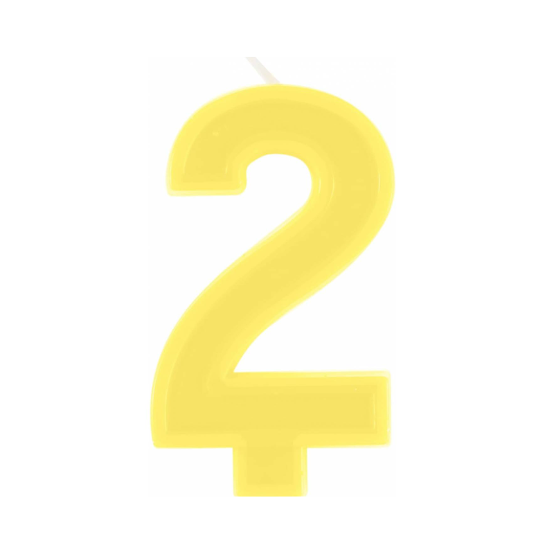 Vela Número 2 Amarilla De Fiesta y Cumpleaños