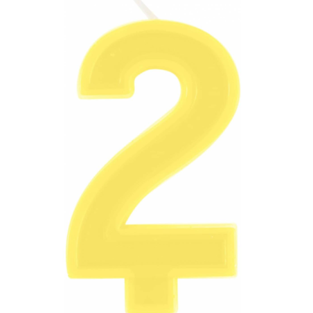 Vela Número 2 Amarilla De Fiesta y Cumpleaños