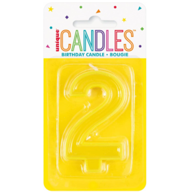 Vela Número 2 Amarilla De Fiesta y Cumpleaños 2