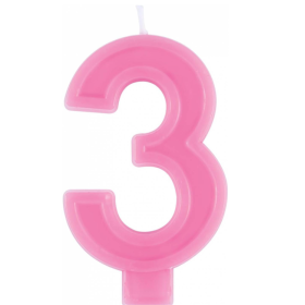 Vela Número 3 Rosa