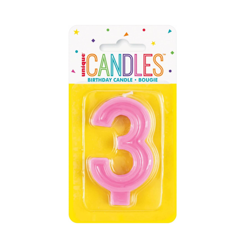 Vela Número 3 Rosa
