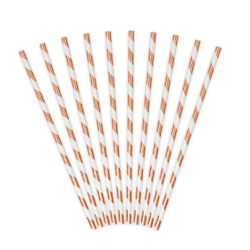 Pajitas Oro Rosa 10 UDS De Fiesta y Cumpleaños