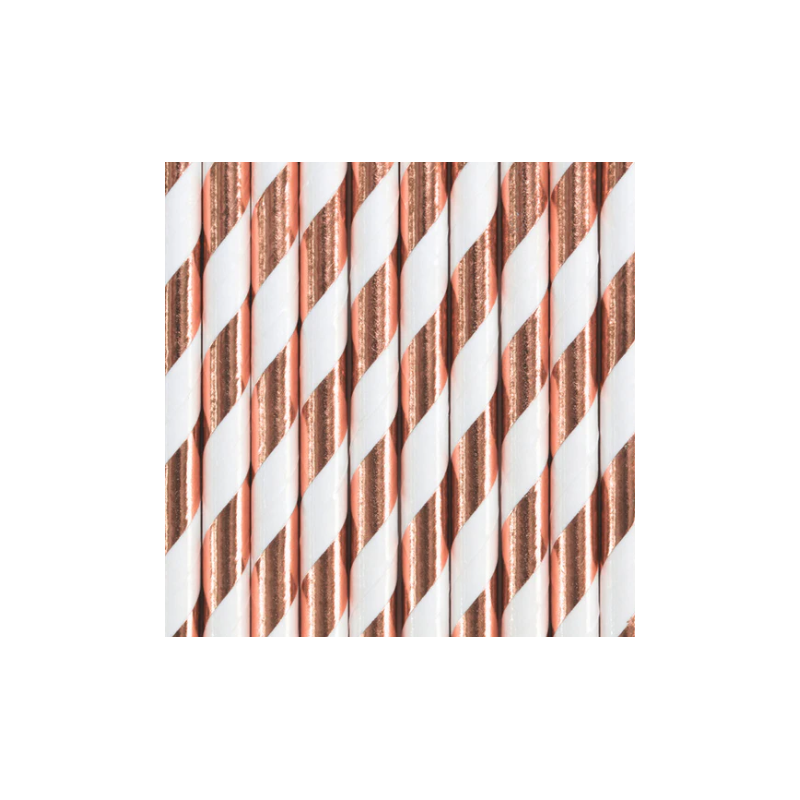 Pajitas Oro Rosa 10 UDS