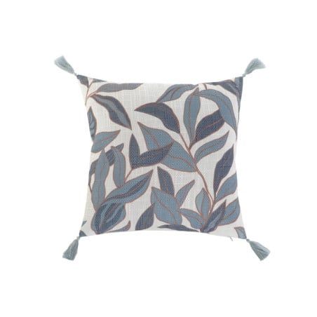 Cojín Hojas Azules con Flecos 45x45Cm