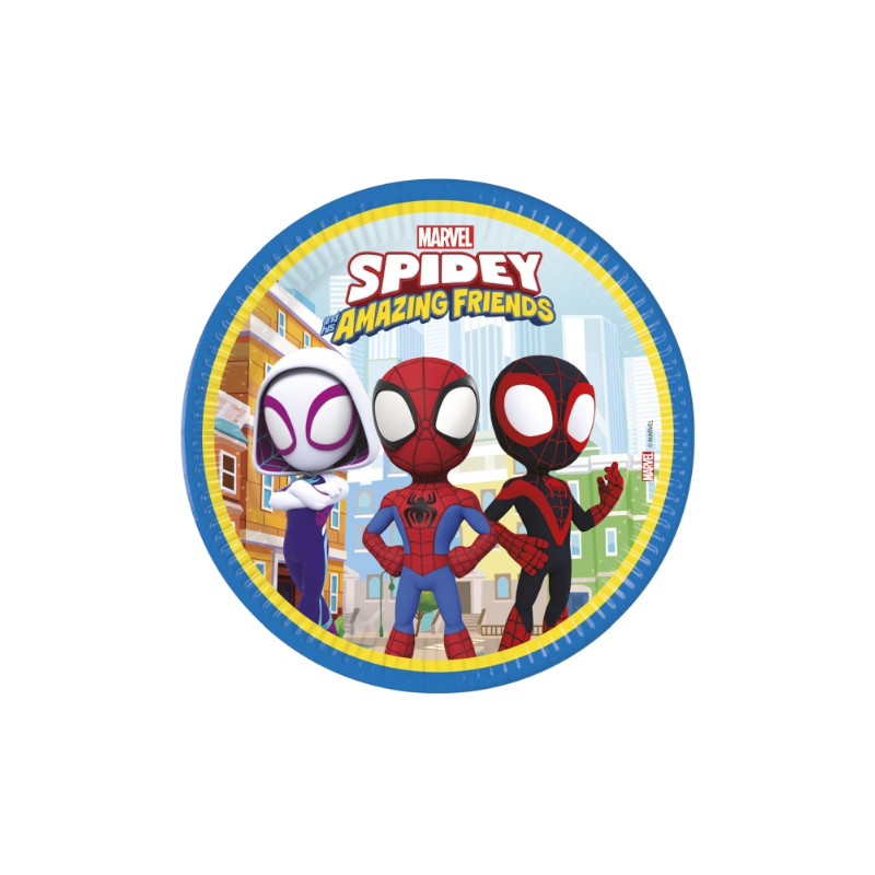 Platos Spidey Y Sus Amigos 23 Cm 8 Uds De Fiesta Y Cumpleaños