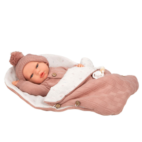 Muñeca Arias Reborn Elba Rosa Con Saco De Dormir 40 Cm De Arias