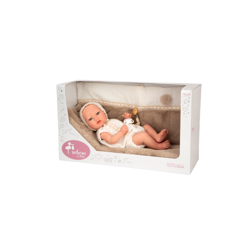 REBORN JADE MARRON CON MANTA 38CM