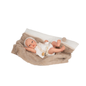 Muñeca Arias Reborn Jade Marrón Con Manta 38 Cm