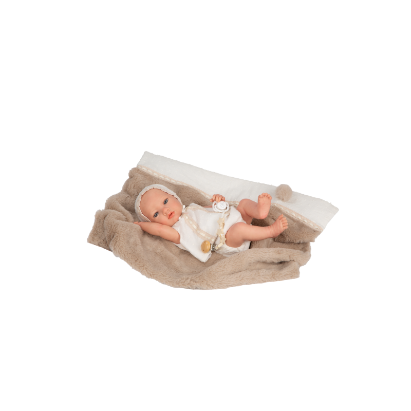 Muñeca Arias Reborn Jade Marrón Con Manta 38 Cm De Arias