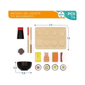 Woomax Set de Sushi de Madera 14 Piezas De Woomax 2