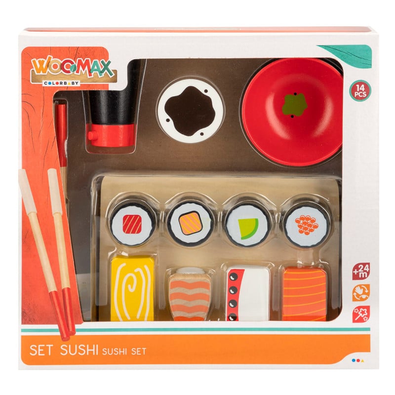 Woomax Set de Sushi de Madera 14 Piezas De Woomax