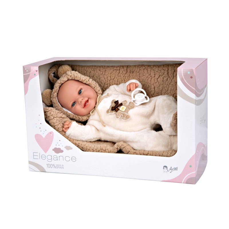 Muñeca Arias Elegance 35 Cm Marrón Osito Con Manta