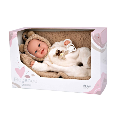 Muñeca Arias Elegance 35 Cm Marrón Osito Con Manta