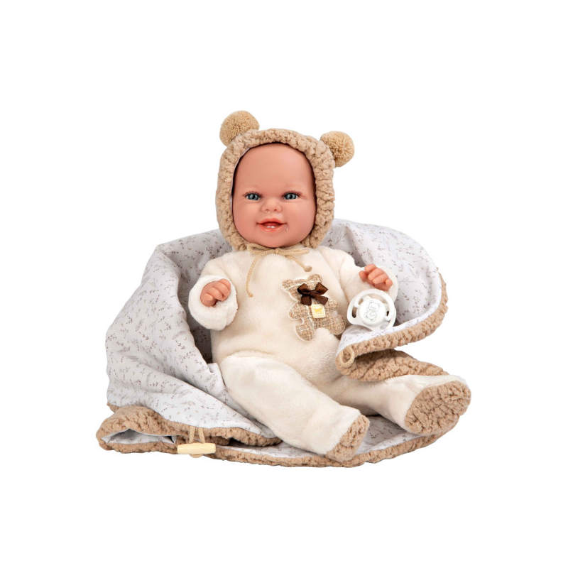 Muñeca Arias Elegance 35 Cm Marrón Osito Con Manta