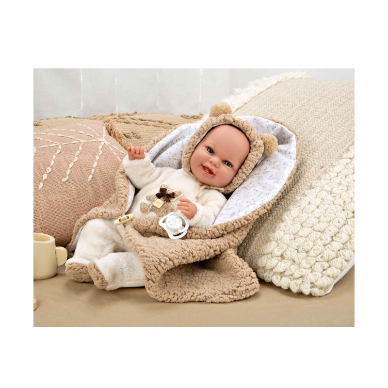 Muñeca Arias Elegance 35 Cm Marrón Osito Con Manta
