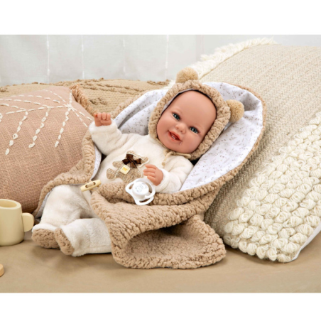 Muñeca Arias Elegance 35 Cm Marrón Osito Con Manta