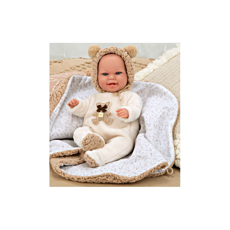 Muñeca Arias Elegance 35 Cm Marrón Osito Con Manta