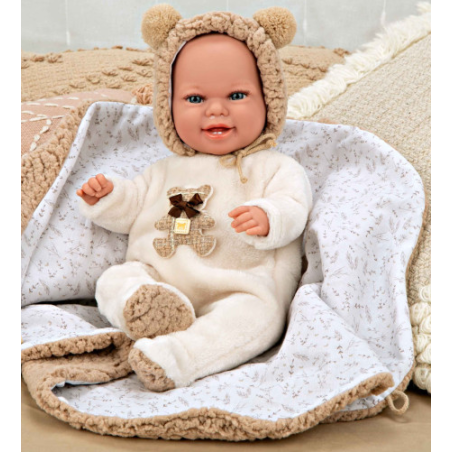 Muñeca Arias Elegance 35 Cm Marrón Osito Con Manta