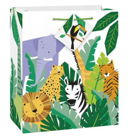 Bolsa Regalo Mediana Animal Safari De Fiesta Y Cumpleaños