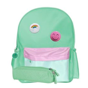Mochila Bicolor Pastel Con Portatodo