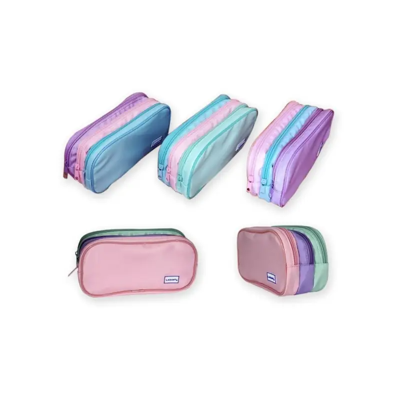 Portatodo 3 Cremalleras Rectangular Pastel
