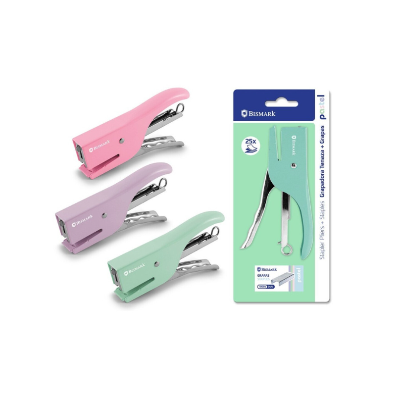Grapadora Tenaza Pastel 25 Hojas Y Grapa
