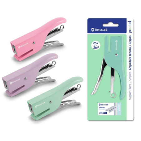 Grapadora Tenaza Pastel 25 Hojas Y Grapa