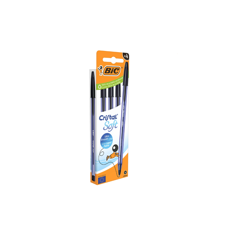 Bolígrafo Bic Cristal Negro 4 Uds