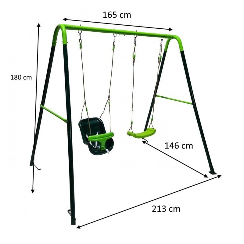 Columpio doble metálico Masgames OLEA + asiento bebé 