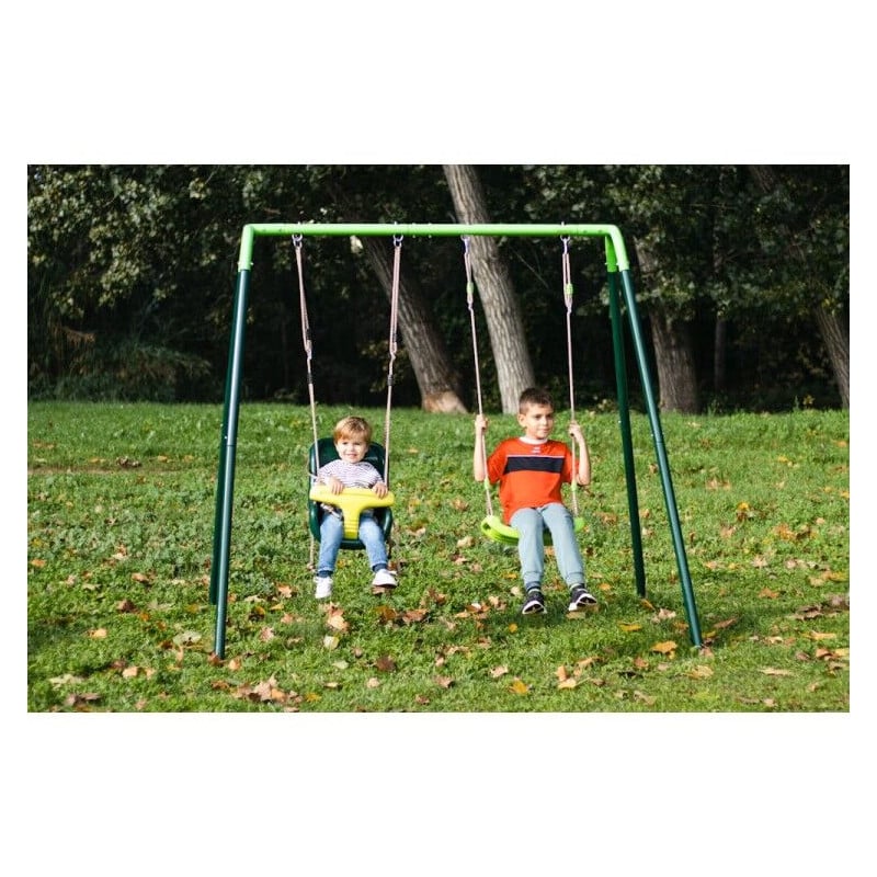 Columpio doble metálico Masgames OLEA + asiento bebé 