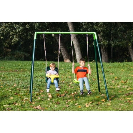 Columpio doble metálico Masgames OLEA + asiento bebé 