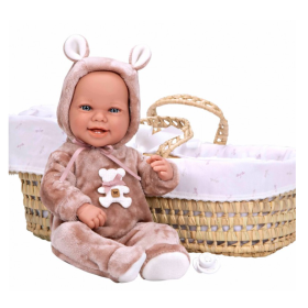 Muñeca Arias Elegance 42 Cm Zoe Rosa Canastilla Mimbre De Muñecas Arias 2