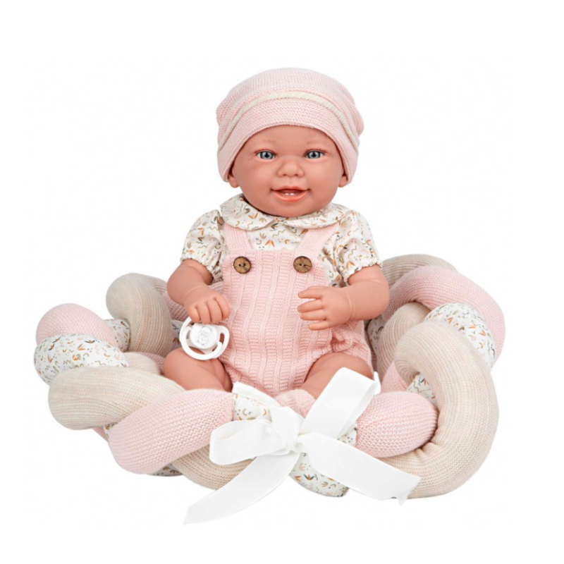 Muñeca Arias Elegance 42 Cm Zoe Rosa Con Cojín