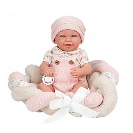 Muñeca Arias Elegance 42 Cm Zoe Rosa Con Cojín