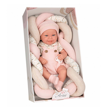 Muñeca Arias Elegance 42 Cm Zoe Rosa Con Cojín