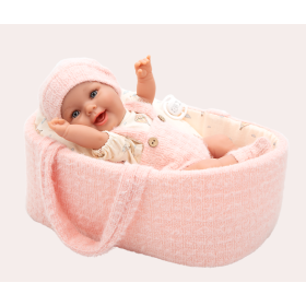 Muñeca Arias Elegance 33 Cm Gadi Rosa Con Capazo De Muñecas Arias