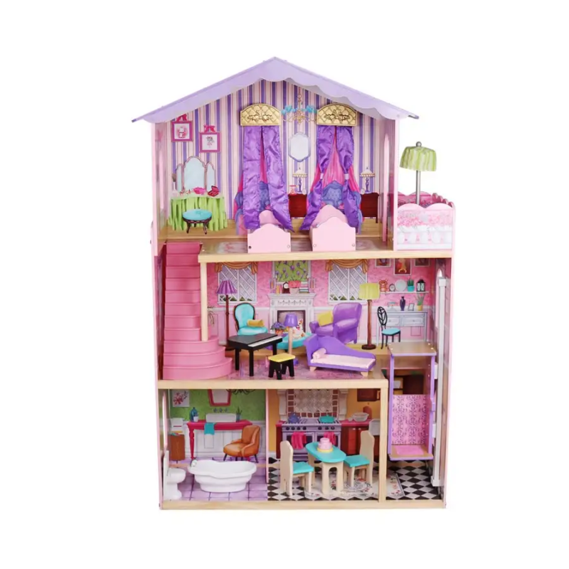 Casa De Muñecas Madera Derly Rosa