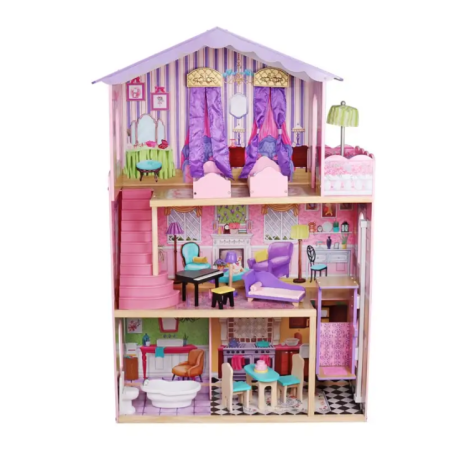 Casa De Muñecas Madera Derly Rosa