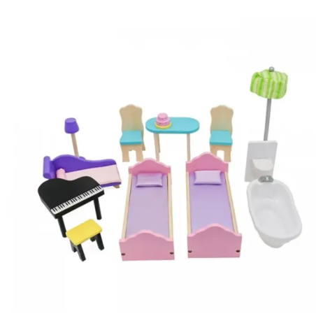 Casa De Muñecas Madera Derly Rosa