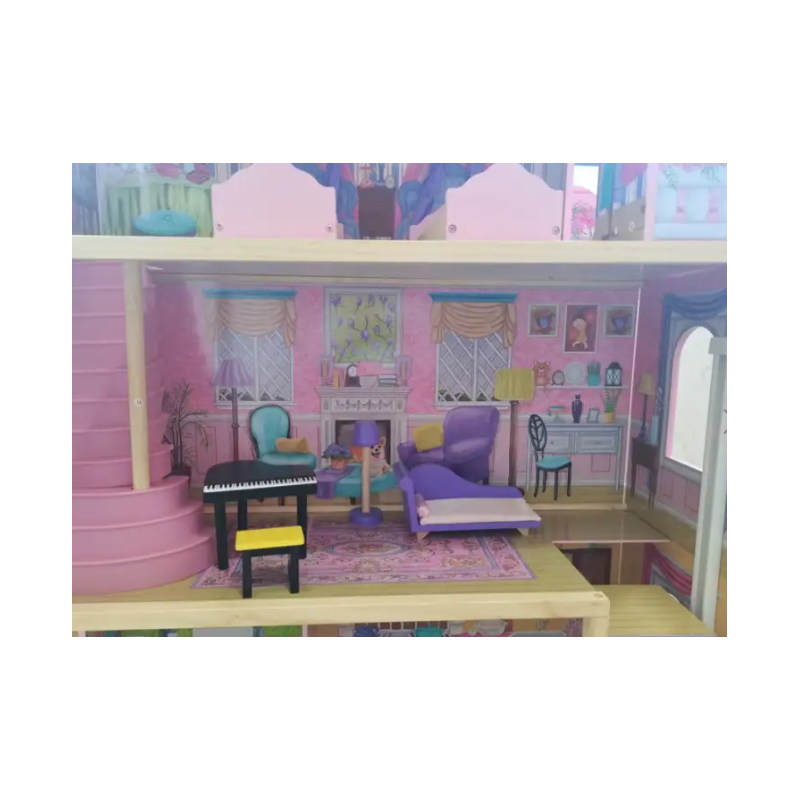 Casa De Muñecas Madera Derly Rosa