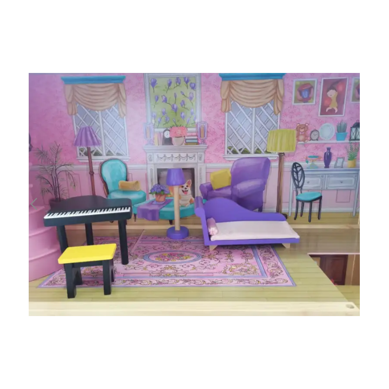 Casa De Muñecas Madera Derly Rosa