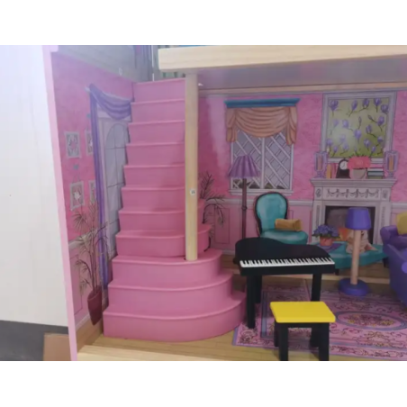 Casa De Muñecas Madera Derly Rosa